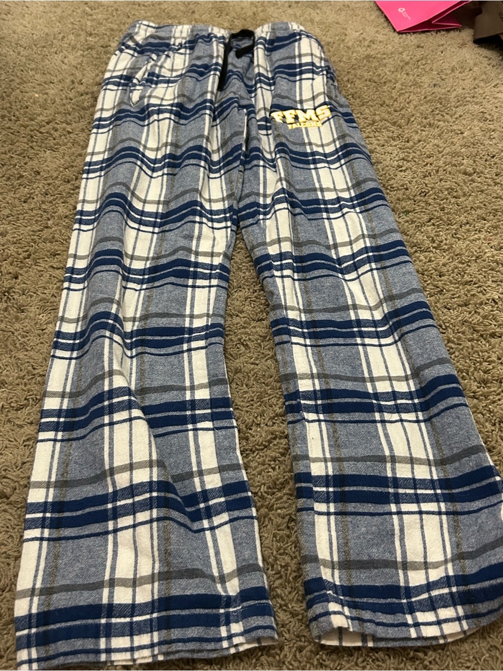 Kids Plaid Blue & White Pajama Pants - Unbranded